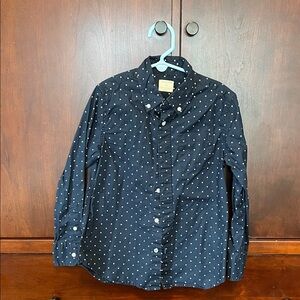 Crewcuts Dark Blue Button Down Shirt with White Dots